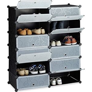 Relaxdays Schuhschrank Kunststoff, Schuhregal geschlossen, Regalsystem 12 Fächer, H x B x T: 108 x 94 x 37 cm, schwarz Relaxdays Schuhschrank Kunststoff, Schuhregal geschlossen, Regalsystem 12 Fächer, H x B x T: 108 x 94 x 37 cm, schwarz