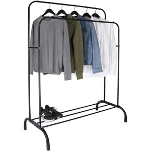 Relaxdays Kleiderständer, HxBxT: 148 x 110 x 55 cm, mit Ablage & 2 Kleiderstangen, Metall, Doppelgarderobe, schwarz Relaxdays Kleiderständer, HxBxT: 148 x 110 x 55 cm, mit Ablage & 2 Kleiderstangen, Metall, Doppelgarderobe, schwarz