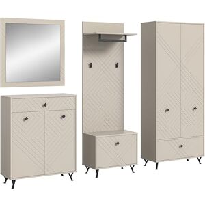 xonox.home Garderobe Notes 5tlg. Set Garderobenkombination Garderobenschrank Garderobenmöbel Flurmöbel-Set Flursystem Stauraumlösung Front sandbeige matt MDF Korpus sandbeige melamin xonox.home Garderobe Notes 5tlg. Set Garderobenkombination Garderobenschrank Garderobenmöbel Flurmöbel-Set Flursystem Stauraumlösung Front sandbeige matt MDF Korpus sandbeige melamin