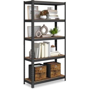 SONGMICS Standregal, Bücherregal, Lagerregal, 5 Ablagen, Küchenregal, Regal, 30 x 75 x 150 cm, bis 650 kg belastbar, verstellbare Ablagen, Industrie-Design, vintagebraun-schwarz GLR030B01 SONGMICS Standregal, Bücherregal, Lagerregal, 5 Ablagen, Küchenregal, Regal, 30 x 75 x 150 cm, bis 650 kg belastbar, verstellbare Ablagen, Industrie-Design, vintagebraun-schwarz GLR030B01