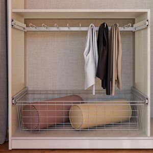 Forte Schach & MATT Aufbewahrungskorb 80 90, Kleiderschrankzubehör, praktisches Add-on, Schlafzimmer, Stauraum, graues Metall, 82 cm breit x 22,5 cm hoch x 50 cm tief Forte Schach & MATT Aufbewahrungskorb 80 90, Kleiderschrankzubehör, praktisches Add-on, Schlafzimmer, Stauraum, graues Metall, 82 cm breit x 22,5 cm hoch x 50 cm tief