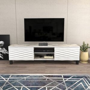 Hanah Home Traditional White TV Stand, 150 cm x 35 cm x 40.3 cm 100% Melamine Coated Particle Board, 18 mm Thick Elegant Design for Living Room & Entertainment Spaces Hanah Home Traditional White TV Stand, 150 cm x 35 cm x 40.3 cm 100% Melamine Coated Particle Board, 18 mm Thick Elegant Design for Living Room & Entertainment Spaces