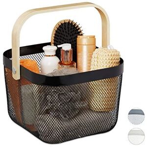 Relaxdays Aufbewahrungskorb, Henkel, Kleidung, Deko, Kosmetik, Stahl & Holz, Utensilienkorb, 17,5x26x24,5 cm, schwarz Relaxdays Aufbewahrungskorb, Henkel, Kleidung, Deko, Kosmetik, Stahl & Holz, Utensilienkorb, 17,5x26x24,5 cm, schwarz