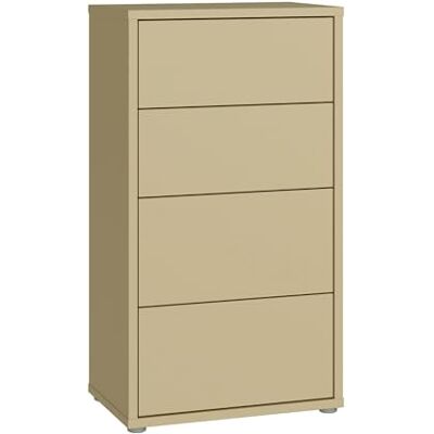 Forte Alice Springs Kommode 50 60, modern-minimalistisch, 4 Schubladen, Wohn-/Schlafzimmer, Holzwerkstoff, Buttergelb, 54,8 cm breit x 99,1 cm hoch x 34,9 cm tief Forte Alice Springs Kommode 50 60, modern-minimalistisch, 4 Schubladen, Wohn-/Schlafzimmer, Holzwerkstoff, Buttergelb, 54,8 cm breit x 99,1 cm hoch x 34,9 cm tief