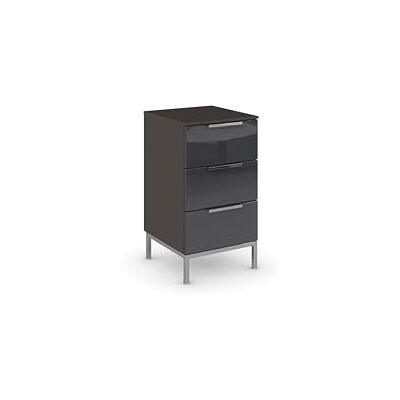 Rauch Möbel Flipp, Nachttisch für Schlafzimmer, Kinderzimmer, Wohnzimmer, Flur, Garderobe, 3 Schubladen, mit Softclose-Funktion, Griffe und Metallkufe Chrom, Farbe Glas Basalt, Breite 40 cm Rauch Möbel Flipp, Nachttisch für Schlafzimmer, Kinderzimmer, Wohnzimmer, Flur, Garderobe, 3 Schubladen, mit Softclose-Funktion, Griffe und Metallkufe Chrom, Farbe Glas Basalt, Breite 40 cm