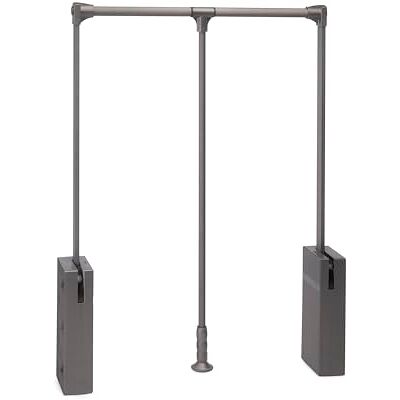 Emuca Abklappbare Kleiderstange für Garderoben Sway, Kleiderlift für Schrank 600- 830mm, Stahl, Aluminium, und Kunststoff, Titanium lackiert Emuca Abklappbare Kleiderstange für Garderoben Sway, Kleiderlift für Schrank 600- 830mm, Stahl, Aluminium, und Kunststoff, Titanium lackiert