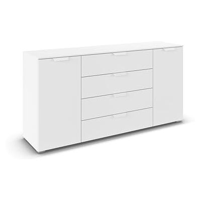 Rauch Möbel Aditio, Kommode für Schlafzimmer, Wohnzimmer, Kinderzimmer, Flur, 2-türig, 4 Schubladen, Soft-Close-Funktion, Sideboard im modernen Look, Farbe Weiß, Breite 160 cm Rauch Möbel Aditio, Kommode für Schlafzimmer, Wohnzimmer, Kinderzimmer, Flur, 2-türig, 4 Schubladen, Soft-Close-Funktion, Sideboard im modernen Look, Farbe Weiß, Breite 160 cm