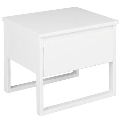 Beliani Nachttisch Weiß Kiefernholz 43 x 50 cm mit Schublade - Nachttisch Beliani Nachttisch Weiß Kiefernholz 43 x 50 cm mit Schublade - Nachttisch