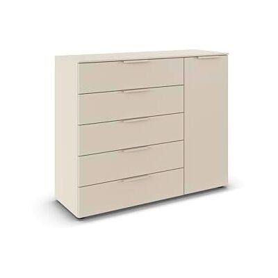 Rauch Möbel Flipp, Kommode für Schlafzimmer, Kinderzimmer, Wohnzimmer, Jugendzimmer, Flur, Garderobe, 1-türig, 5 Schubladen, mit Softclose-Funktion, Farbe Beige, Breite 120 cm Rauch Möbel Flipp, Kommode für Schlafzimmer, Kinderzimmer, Wohnzimmer, Jugendzimmer, Flur, Garderobe, 1-türig, 5 Schubladen, mit Softclose-Funktion, Farbe Beige, Breite 120 cm