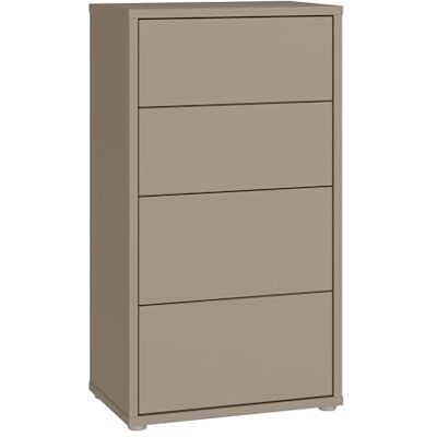 Forte Alice Springs Kommode 50 60, modern-minimalistisch, 4 Schubladen, Wohn-/Schlafzimmer, Holzwerkstoff, Taupe, 54,8 cm breit x 99,1 cm hoch x 34,9 cm tief Forte Alice Springs Kommode 50 60, modern-minimalistisch, 4 Schubladen, Wohn-/Schlafzimmer, Holzwerkstoff, Taupe, 54,8 cm breit x 99,1 cm hoch x 34,9 cm tief