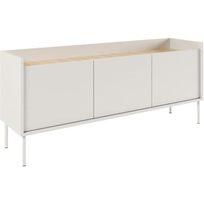 Selsey TV Lowboard 140 cm Modernes Lowboard Fernseher Kommode in Weiß Laminat, Metallbeine, Matte Oberfläche TV Unterschrank für Wohnzimmer Elegantes TV-Lowboard Design Selsey TV Lowboard 140 cm Modernes Lowboard Fernseher Kommode in Weiß Laminat, Metallbeine, Matte Oberfläche TV Unterschrank für Wohnzimmer Elegantes TV-Lowboard Design