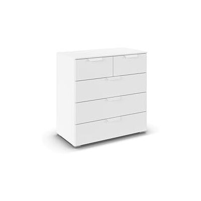 Rauch Möbel Aditio, Kommode für Schlafzimmer, Wohnzimmer, Kinderzimmer, Flur, 5 Schubladen, Soft-Close-Funktion, Sideboard im modernen Look, Farbe Weiß, Breite 80 cm Rauch Möbel Aditio, Kommode für Schlafzimmer, Wohnzimmer, Kinderzimmer, Flur, 5 Schubladen, Soft-Close-Funktion, Sideboard im modernen Look, Farbe Weiß, Breite 80 cm