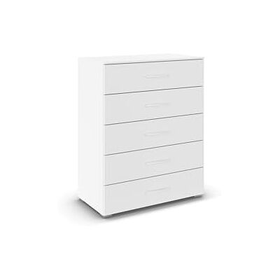 Rauch Möbel Aditio, Kommode für Schlafzimmer, Wohnzimmer, Kinderzimmer, Flur, 5 Schubladen, Soft-Close-Funktion, Highboard im zeitlosen Stil, Farbe Weiß, Breite 80 cm Rauch Möbel Aditio, Kommode für Schlafzimmer, Wohnzimmer, Kinderzimmer, Flur, 5 Schubladen, Soft-Close-Funktion, Highboard im zeitlosen Stil, Farbe Weiß, Breite 80 cm