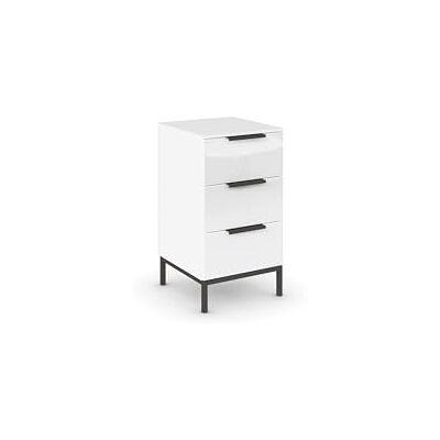Rauch Möbel Flipp, Kommode für Schlafzimmer, Kinderzimmer, Wohnzimmer, Jugendzimmer, Flur, Garderobe, 3 Schubladen, mit Softclose-Funktion, Griffe und Metallkufe Graphit, Farbe Glas Weiß, Breite 40 cm Rauch Möbel Flipp, Kommode für Schlafzimmer, Kinderzimmer, Wohnzimmer, Jugendzimmer, Flur, Garderobe, 3 Schubladen, mit Softclose-Funktion, Griffe und Metallkufe Graphit, Farbe Glas Weiß, Breite 40 cm