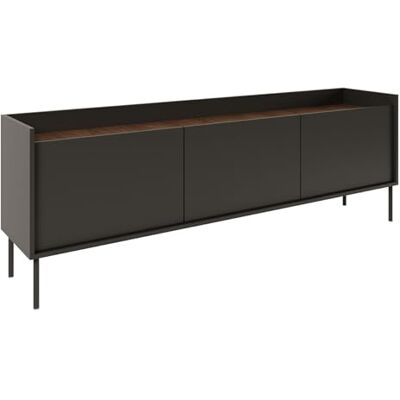Selsey TV Lowboard 175 cm Modernes Lowboard Fernseher Kommode in Schwarz Laminat, Metallbeine, Matte Oberfläche TV Unterschrank für Wohnzimmer Elegantes TV-Lowboard Design Selsey TV Lowboard 175 cm Modernes Lowboard Fernseher Kommode in Schwarz Laminat, Metallbeine, Matte Oberfläche TV Unterschrank für Wohnzimmer Elegantes TV-Lowboard Design