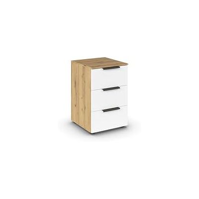 Rauch Möbel Flipp, Nachttisch für Schlafzimmer, Kinderzimmer, Wohnzimmer, Jugendzimmer, Flur, Garderobe, 3 Schubladen, mit Softclose-Funktion, Farbe Eiche Artisan, Holz/Weiß, Breite 40 cm Rauch Möbel Flipp, Nachttisch für Schlafzimmer, Kinderzimmer, Wohnzimmer, Jugendzimmer, Flur, Garderobe, 3 Schubladen, mit Softclose-Funktion, Farbe Eiche Artisan, Holz/Weiß, Breite 40 cm
