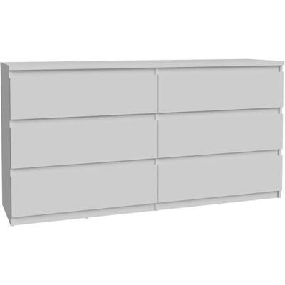 Forte Chelsea Moderne Kommode 155 mit 6 Schubladen, Weiß, 154 cm breit x 79,9 cm hoch x 42,2 cm tief Forte Chelsea Moderne Kommode 155 mit 6 Schubladen, Weiß, 154 cm breit x 79,9 cm hoch x 42,2 cm tief
