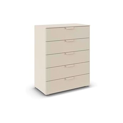 Rauch Möbel Aditio, Kommode für Schlafzimmer, Wohnzimmer, Kinderzimmer, Flur, 5 Schubladen, Soft-Close-Funktion, Highboard im modernen Look, Farbe Beige, Breite 80 cm Rauch Möbel Aditio, Kommode für Schlafzimmer, Wohnzimmer, Kinderzimmer, Flur, 5 Schubladen, Soft-Close-Funktion, Highboard im modernen Look, Farbe Beige, Breite 80 cm