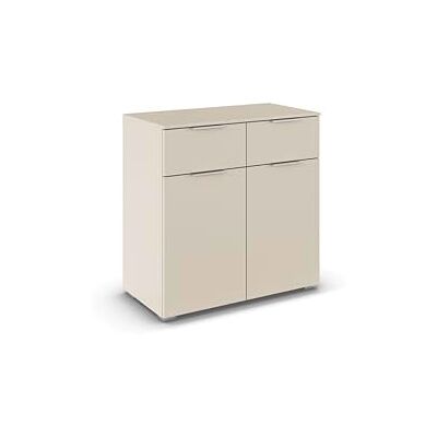 Rauch Möbel Alabama, Kommode für Schlafzimmer, Kinderzimmer, Garderobe, Flur, 2-türig, mit 2 Schubladen, Soft-Close-Funktion, Farbe Beige, Griff Alufarben, Maße 80x81x42cm Rauch Möbel Alabama, Kommode für Schlafzimmer, Kinderzimmer, Garderobe, Flur, 2-türig, mit 2 Schubladen, Soft-Close-Funktion, Farbe Beige, Griff Alufarben, Maße 80x81x42cm