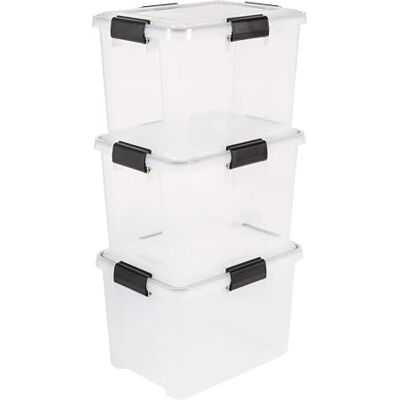 Iris Ohyama - 3 stapelbare, transparente Aufbewahrungsboxen - 20L Iris Ohyama - 3 stapelbare, transparente Aufbewahrungsboxen - 20L