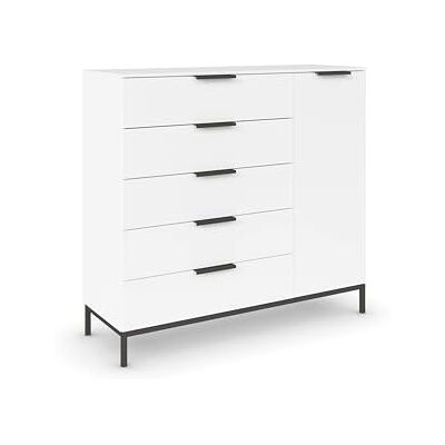 Rauch Möbel Flipp, Nachttisch für Schlafzimmer, Kinderzimmer, Wohnzimmer, Flur, Garderobe, 1-türig, 5 Schubladen, mit Softclose-Funktion, Griffe und Metallkufe Graphit, Farbe Weiß, Breite 120 cm Rauch Möbel Flipp, Nachttisch für Schlafzimmer, Kinderzimmer, Wohnzimmer, Flur, Garderobe, 1-türig, 5 Schubladen, mit Softclose-Funktion, Griffe und Metallkufe Graphit, Farbe Weiß, Breite 120 cm