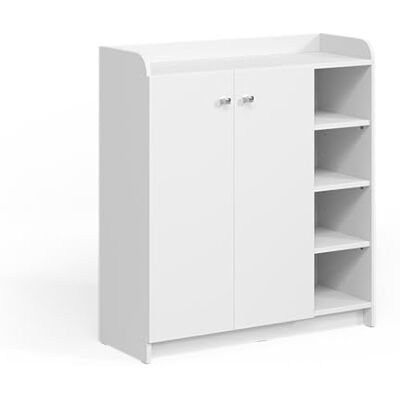Vicco Schuhschrank Moritz, Weiß, 83 x 91.4 cm mit 2 Türen, zur Aufbewahrung und Organisation von Schuhen im Flur Vicco Schuhschrank Moritz, Weiß, 83 x 91.4 cm mit 2 Türen, zur Aufbewahrung und Organisation von Schuhen im Flur