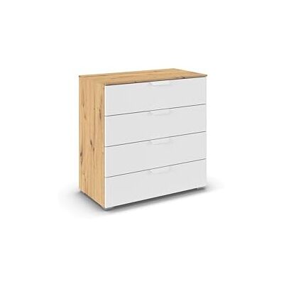 Rauch Möbel Aditio, Kommode für Schlafzimmer, Wohnzimmer, Kinderzimmer, Flur, 4 Schubladen, Soft-Close-Funktion, Sideboard im modernen Look, Farbe Weiß/Eiche Artisan, Holz, Breite 80 cm Rauch Möbel Aditio, Kommode für Schlafzimmer, Wohnzimmer, Kinderzimmer, Flur, 4 Schubladen, Soft-Close-Funktion, Sideboard im modernen Look, Farbe Weiß/Eiche Artisan, Holz, Breite 80 cm