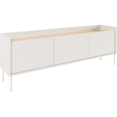 Selsey TV Lowboard 175 cm Modernes Lowboard Fernseher Kommode in Weiß Laminat, Metallbeine, Matte Oberfläche TV Unterschrank für Wohnzimmer Elegantes TV-Lowboard Design Selsey TV Lowboard 175 cm Modernes Lowboard Fernseher Kommode in Weiß Laminat, Metallbeine, Matte Oberfläche TV Unterschrank für Wohnzimmer Elegantes TV-Lowboard Design
