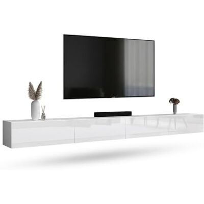 Planetmöbel West TV-Schrank, Fernsehtisch 320 cm lang, TV-Board für Fernseher bis 75 Zoll, TV Board viel Stauraum, lowboard hängend, 2x Fernsehschrank 160 x 30 x 37,5 cm, weiß Planetmöbel West TV-Schrank, Fernsehtisch 320 cm lang, TV-Board für Fernseher bis 75 Zoll, TV Board viel Stauraum, lowboard hängend, 2x Fernsehschrank 160 x 30 x 37,5 cm, weiß