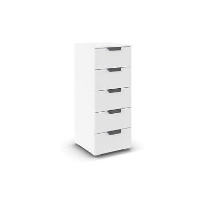 Rauch Möbel Aditio, Kommode für Schlafzimmer, Wohnzimmer, Kinderzimmer, Flur, 5 Schubladen, Soft-Close-Funktion, Highboard im modernen Look, Farbe Weiß, Breite 40 cm Rauch Möbel Aditio, Kommode für Schlafzimmer, Wohnzimmer, Kinderzimmer, Flur, 5 Schubladen, Soft-Close-Funktion, Highboard im modernen Look, Farbe Weiß, Breite 40 cm
