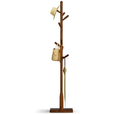 Awatiwa Garderobenleiste aus Massivholz, freistehende Baumgarderobe mit 8 Haken(+ 2 Ersatzteil),3 verstellbare Größen, Hutständer für Schlafzimmer/Büro/Eingangsbereich(quadratischer Boden, braun) Awatiwa Garderobenleiste aus Massivholz, freistehende Baumgarderobe mit 8 Haken(+ 2 Ersatzteil),3 verstellbare Größen, Hutständer für Schlafzimmer/Büro/Eingangsbereich(quadratischer Boden, braun)