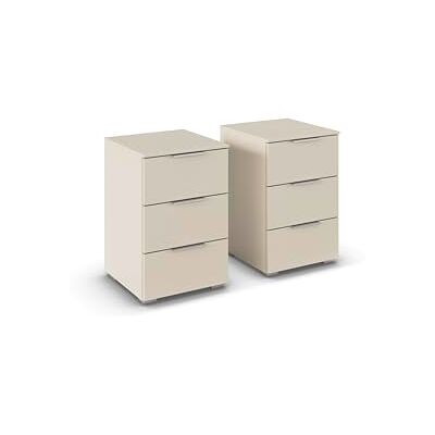 Rauch Möbel Alabama, Nachttisch-Paar für Schlafzimmer, Kinderzimmer, Gästezimmer, mit je 3 Schubladen, Soft-Close-Funktion, Farbe Beige, Griff Alufarben, Maße 40x61x42cm Rauch Möbel Alabama, Nachttisch-Paar für Schlafzimmer, Kinderzimmer, Gästezimmer, mit je 3 Schubladen, Soft-Close-Funktion, Farbe Beige, Griff Alufarben, Maße 40x61x42cm