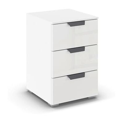Rauch Möbel Aditio, Nachttisch für Schlafzimmer, Kinderzimmer, Gästezimmer, 3 Schubladen aus Glas, Soft-Close-Funktion, Nachtkommode im modernen Look, Farbe Front Glas Weiß, Breite 40 cm Rauch Möbel Aditio, Nachttisch für Schlafzimmer, Kinderzimmer, Gästezimmer, 3 Schubladen aus Glas, Soft-Close-Funktion, Nachtkommode im modernen Look, Farbe Front Glas Weiß, Breite 40 cm