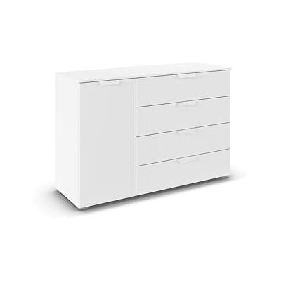 Rauch Möbel Aditio, Kommode für Schlafzimmer, Wohnzimmer, Kinderzimmer, Flur, 1-türig, 4 Schubladen, Soft-Close-Funktion, Sideboard im modernen Look, Farbe Weiß, Breite 120 cm Rauch Möbel Aditio, Kommode für Schlafzimmer, Wohnzimmer, Kinderzimmer, Flur, 1-türig, 4 Schubladen, Soft-Close-Funktion, Sideboard im modernen Look, Farbe Weiß, Breite 120 cm