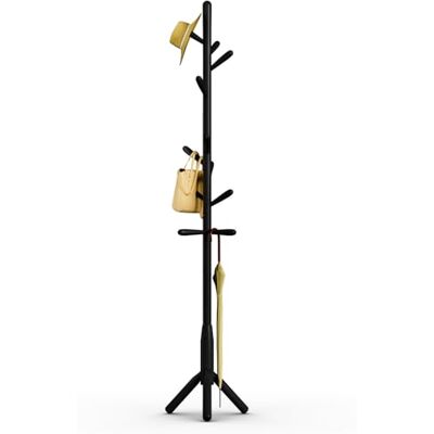 Awatiwa Garderobenleiste aus Massivholz, freistehende Baumgarderobe mit 11 Haken(+ 2 Ersatzteil),3 verstellbare Größen, Hutständer für Schlafzimmer/Büro/Eingangsbereich(3-Bein-Basis, Schwarz) Awatiwa Garderobenleiste aus Massivholz, freistehende Baumgarderobe mit 11 Haken(+ 2 Ersatzteil),3 verstellbare Größen, Hutständer für Schlafzimmer/Büro/Eingangsbereich(3-Bein-Basis, Schwarz)