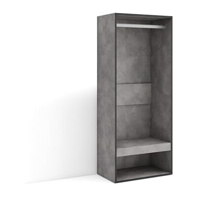 Skraut Home Offener Kleiderschrank Kleidung, Schuhe 60x145x35 cm Für Schlafzimmer, Zimmer Garderobenschrank Moderner Stil Zement Skraut Home Offener Kleiderschrank Kleidung, Schuhe 60x145x35 cm Für Schlafzimmer, Zimmer Garderobenschrank Moderner Stil Zement