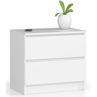 Home Collective Kommode mit Zwei Schubladen, elegant, für minimalistische Innenräume, 60x40x55cm, Wohnzimmer, Schlafzimmer, Flur, Schrank, Sideboard, Highboard, viel Stauraum, weiß Home Collective Kommode mit Zwei Schubladen, elegant, für minimalistische Innenräume, 60x40x55cm, Wohnzimmer, Schlafzimmer, Flur, Schrank, Sideboard, Highboard, viel Stauraum, weiß