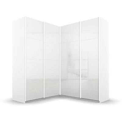 Rauch Möbel QUADRA, Eckschrank, Farbe Glas Weiß, Breite 181 cm Eckschrank mit Schwebetüren, 4-türig, 4 Glastüren, für Schlafzimmer, Gästezimmer, Ankleidezimmer, Garderobe Rauch Möbel QUADRA, Eckschrank, Farbe Glas Weiß, Breite 181 cm Eckschrank mit Schwebetüren, 4-türig, 4 Glastüren, für Schlafzimmer, Gästezimmer, Ankleidezimmer, Garderobe