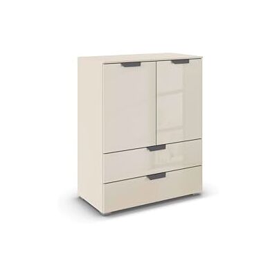 Rauch Möbel Aditio, Kommode für Schlafzimmer, Wohnzimmer, Kinderzimmer, Flur, 2-türig, Glasfront, 2 Schubladen, Soft-Close-Funktion, Highboard im modernen Look, Farbe Front Glas Beige, Breite 80 cm Rauch Möbel Aditio, Kommode für Schlafzimmer, Wohnzimmer, Kinderzimmer, Flur, 2-türig, Glasfront, 2 Schubladen, Soft-Close-Funktion, Highboard im modernen Look, Farbe Front Glas Beige, Breite 80 cm