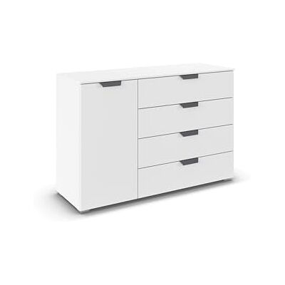 Rauch Möbel Aditio, Kommode für Schlafzimmer, Wohnzimmer, Kinderzimmer, Flur, 1-türig, 4 Schubladen, Soft-Close-Funktion, Sideboard im modernen Look, Farbe Weiß, Breite 120 cm Rauch Möbel Aditio, Kommode für Schlafzimmer, Wohnzimmer, Kinderzimmer, Flur, 1-türig, 4 Schubladen, Soft-Close-Funktion, Sideboard im modernen Look, Farbe Weiß, Breite 120 cm
