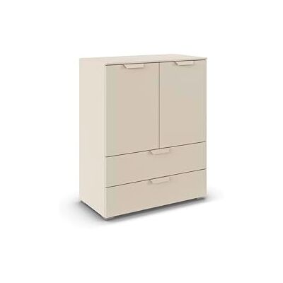 Rauch Möbel Aditio, Kommode für Schlafzimmer, Wohnzimmer, Kinderzimmer, Flur, 2-türig, 2 Schubladen, Soft-Close-Funktion, Highboard im modernen Look, Farbe Beige, Breite 80 cm Rauch Möbel Aditio, Kommode für Schlafzimmer, Wohnzimmer, Kinderzimmer, Flur, 2-türig, 2 Schubladen, Soft-Close-Funktion, Highboard im modernen Look, Farbe Beige, Breite 80 cm