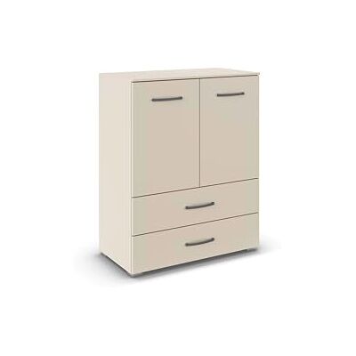 Rauch Möbel Aditio, Kommode für Schlafzimmer, Wohnzimmer, Kinderzimmer, Flur, 2-türig, 2 Schubladen, Soft-Close-Funktion, Highboard im zeitlosen Stil, Farbe Beige, Breite 80 cm Rauch Möbel Aditio, Kommode für Schlafzimmer, Wohnzimmer, Kinderzimmer, Flur, 2-türig, 2 Schubladen, Soft-Close-Funktion, Highboard im zeitlosen Stil, Farbe Beige, Breite 80 cm