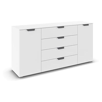 Rauch Möbel Aditio, Kommode für Schlafzimmer, Wohnzimmer, Kinderzimmer, Flur, 2-türig, 4 Schubladen, Soft-Close-Funktion, Sideboard im modernen Look, Farbe Weiß, Breite 160 cm Rauch Möbel Aditio, Kommode für Schlafzimmer, Wohnzimmer, Kinderzimmer, Flur, 2-türig, 4 Schubladen, Soft-Close-Funktion, Sideboard im modernen Look, Farbe Weiß, Breite 160 cm