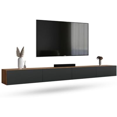 Planetmöbel West TV-Schrank, Fernsehtisch 320 cm lang, TV-Board für Fernseher bis 75 Zoll, TV Board viel Stauraum, lowboard hängend, 2x Fernsehschrank 160 x 30 x 37,5 cm, anthrazit Planetmöbel West TV-Schrank, Fernsehtisch 320 cm lang, TV-Board für Fernseher bis 75 Zoll, TV Board viel Stauraum, lowboard hängend, 2x Fernsehschrank 160 x 30 x 37,5 cm, anthrazit