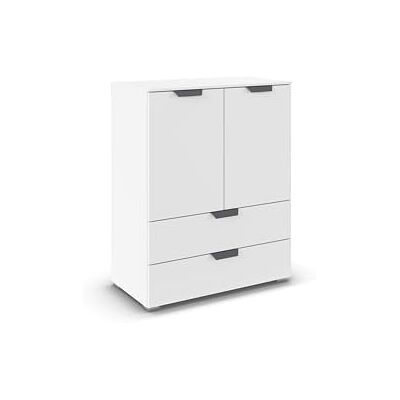 Rauch Möbel Aditio, Kommode für Schlafzimmer, Wohnzimmer, Kinderzimmer, Flur, 2-türig, 2 Schubladen, Soft-Close-Funktion, Highboard im modernen Look, Farbe Weiß, Breite 80 cm Rauch Möbel Aditio, Kommode für Schlafzimmer, Wohnzimmer, Kinderzimmer, Flur, 2-türig, 2 Schubladen, Soft-Close-Funktion, Highboard im modernen Look, Farbe Weiß, Breite 80 cm
