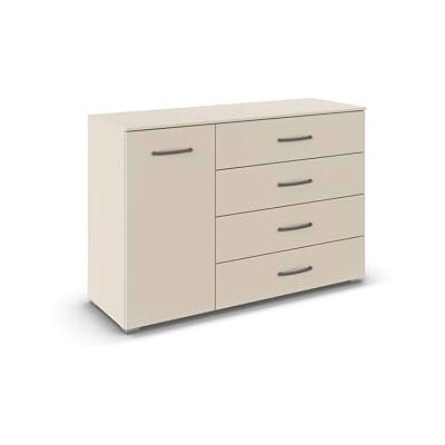 Rauch Möbel Aditio, Kommode für Schlafzimmer, Wohnzimmer, Kinderzimmer, Flur, 1-türig, 4 Schubladen, Soft-Close-Funktion, Sideboard im zeitlosen Stil, Farbe Beige, Breite 120 cm Rauch Möbel Aditio, Kommode für Schlafzimmer, Wohnzimmer, Kinderzimmer, Flur, 1-türig, 4 Schubladen, Soft-Close-Funktion, Sideboard im zeitlosen Stil, Farbe Beige, Breite 120 cm