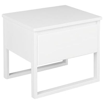 Beliani Nachttisch Weiß Kiefernholz 43 x 50 cm mit Schublade - Nachttisch Beliani Nachttisch Weiß Kiefernholz 43 x 50 cm mit Schublade - Nachttisch