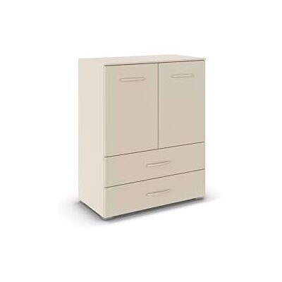 Rauch Möbel Aditio, Kommode für Schlafzimmer, Wohnzimmer, Kinderzimmer, Flur, 2-türig, 2 Schubladen, Soft-Close-Funktion, Highboard im zeitlosen Stil, Farbe Beige, Breite 80 cm Rauch Möbel Aditio, Kommode für Schlafzimmer, Wohnzimmer, Kinderzimmer, Flur, 2-türig, 2 Schubladen, Soft-Close-Funktion, Highboard im zeitlosen Stil, Farbe Beige, Breite 80 cm
