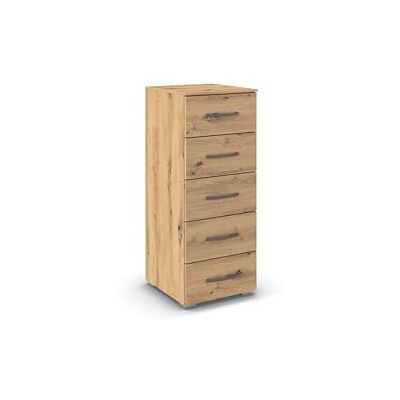 Rauch Möbel Aditio, Kommode für Schlafzimmer, Wohnzimmer, Kinderzimmer, Flur, 5 Schubladen, Soft-Close-Funktion, Highboard im zeitlosen Stil, Farbe Eiche Artisan, Holz, Breite 40 cm Rauch Möbel Aditio, Kommode für Schlafzimmer, Wohnzimmer, Kinderzimmer, Flur, 5 Schubladen, Soft-Close-Funktion, Highboard im zeitlosen Stil, Farbe Eiche Artisan, Holz, Breite 40 cm
