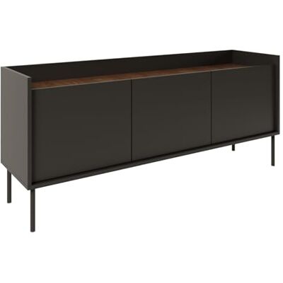 Selsey TV Lowboard 140 cm Modernes Lowboard Fernseher Kommode in Schwarz Laminat, Metallbeine, Matte Oberfläche TV Unterschrank für Wohnzimmer Elegantes TV-Lowboard Design Selsey TV Lowboard 140 cm Modernes Lowboard Fernseher Kommode in Schwarz Laminat, Metallbeine, Matte Oberfläche TV Unterschrank für Wohnzimmer Elegantes TV-Lowboard Design